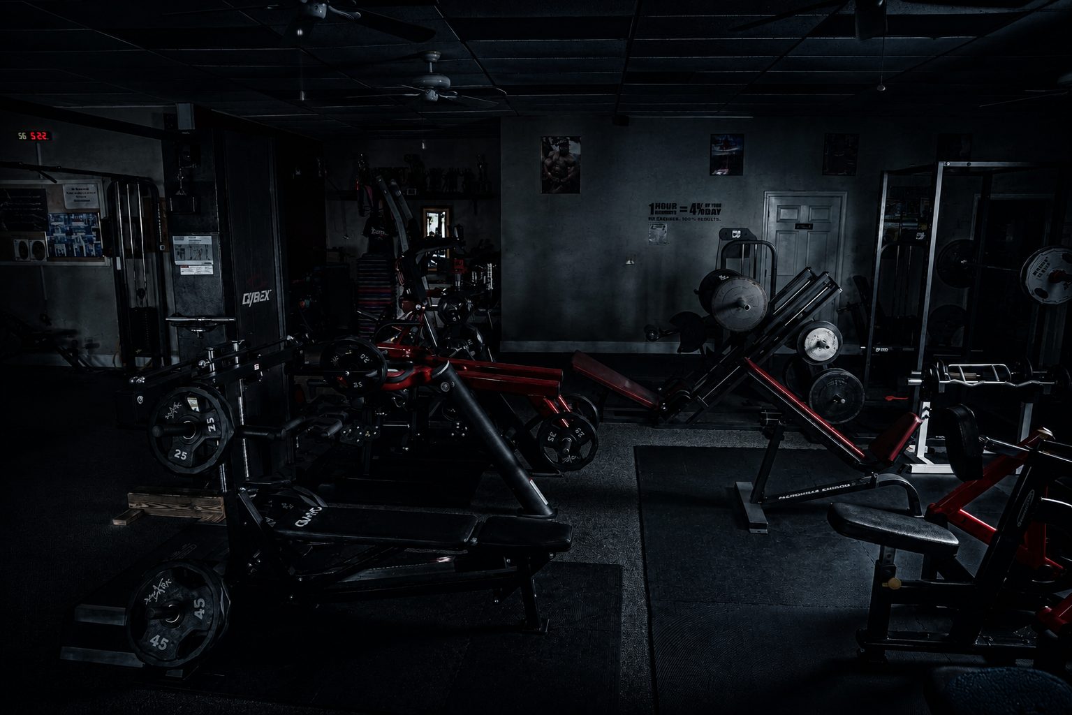 Dark gym floor lit for a shoot — commercial photography on location